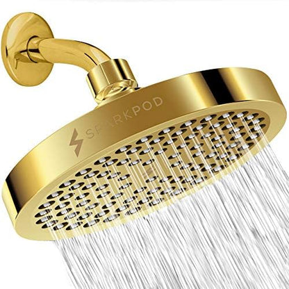 SparkPod Rain Shower Head, 6 Inch Round, Egyptian Gold Finish