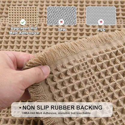 JIUZHEN Set of 2 Waffle Bath Mats Boho Bath Rugs 16x24&20x32, Strip-Brown