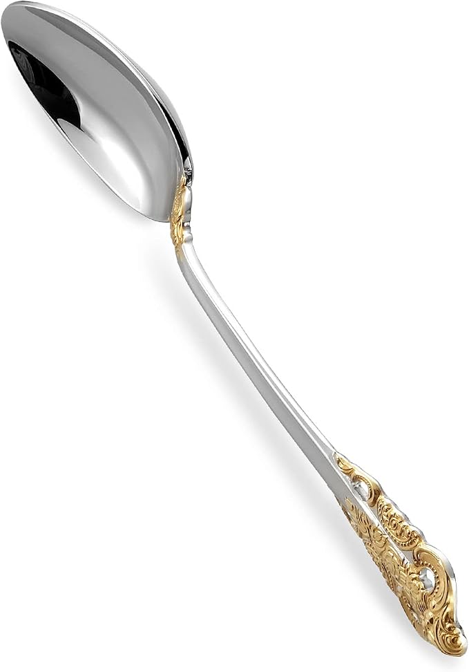 KEAWELL Luxury Dinner Spoon, Set of 4, 18/10 Stainless Steel Tablespoons, Silverware Spoon Set, Mirror Polished, 7.8 Inches (Gold Accent)