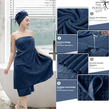 Hand Towels Set 2 Pack-16“x31”,Ultra Soft Microfibers Bathroom Towel Set Highly Absorbent Quick Dry Luxury Premium Towel Lightweight Durable Hand Towel Collection for Hotel Spa Gym Kitchen,Navy Blue