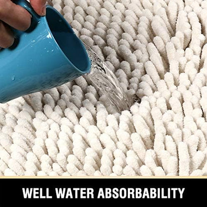 H.VERSAILTEX Bathroom Rugs Non Slip Luxury Chenille Bathroom Mat 20x32 Extra Soft and Absorbent Shaggy Rugs Washable Dry Fast Area Carpet Mats for Bath Room, Tub - Ivory