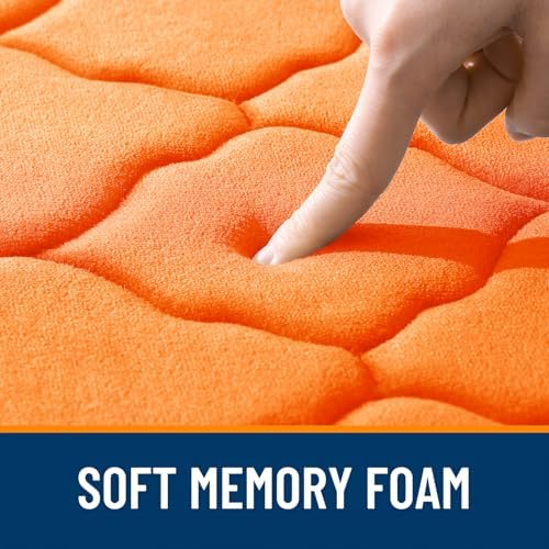 OLANLY Memory Foam Bath Mat Rug 24x16, Ultra Soft Bathroom Rugs, Orange