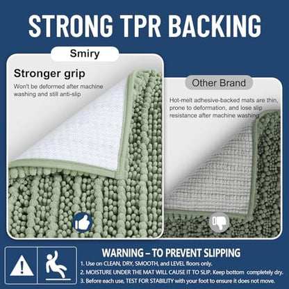 Smiry Bathroom Rugs 48X32, Extra Soft Rubber Backing Chenille Bath Mats