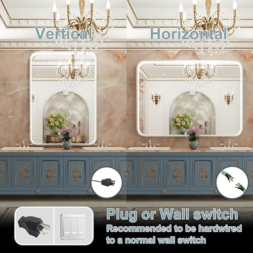 48"x36" Silver LED Bathroom Mirror,Adjust 3000K/4500K/6000K Light