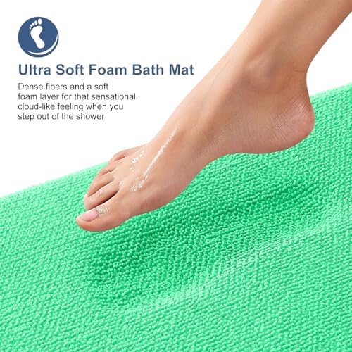 OLANLY Memory Foam Small Bathroom Rug 24x16, Absorbent Bath Mat, Mint Green