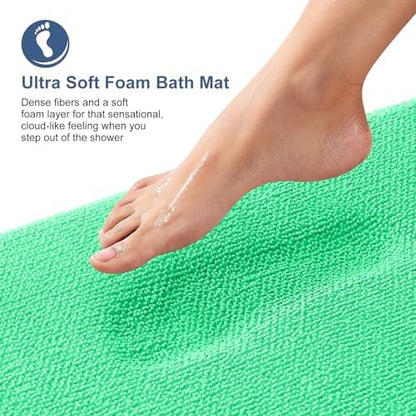 OLANLY Memory Foam Small Bathroom Rug 24x16, Absorbent Bath Mat, Mint Green