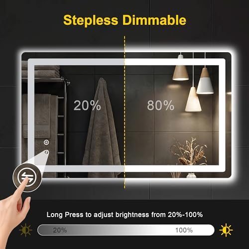 LED Bathroom Mirror with Lights, 24"x40" Lighted Vanity Mirror for Wall