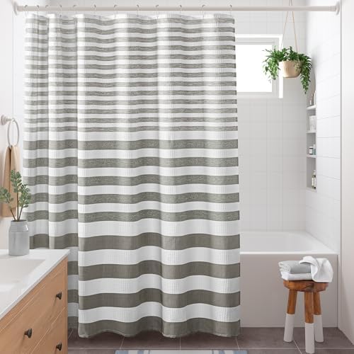 Madison Park Extra Long Shower Curtain for Bathroom, Grey Ombre, 72" x 84"