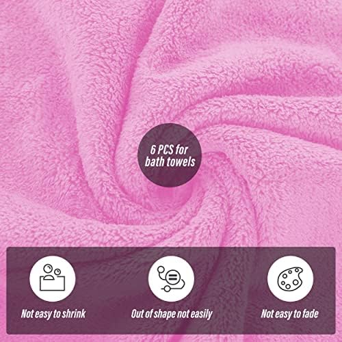 MOONQUEEN 6 Pack Premium Bath Towel Set - Quick Drying - Microfiber Coral Velvet Highly Absorbent Towels - Multipurpose Use as Bath Fitness, Bathroom, Shower, Sports, Yoga Towel (Frozen Berry)