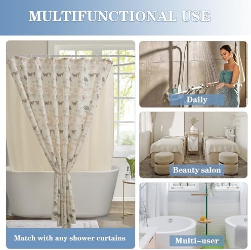 Nasitos Fabric Shower Curtain Liners with Magnets 2 Pack 70X72 Inch White