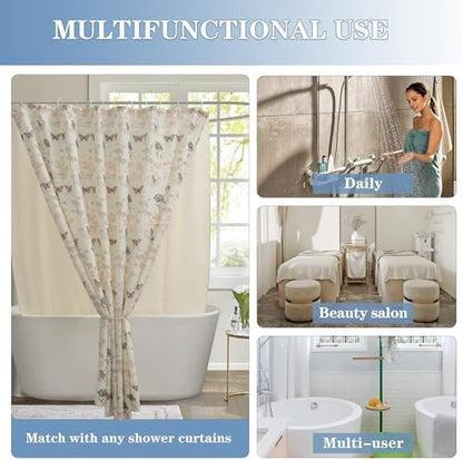 Nasitos Fabric Shower Curtain Liners with Magnets 2 Pack 70X72 Inch White