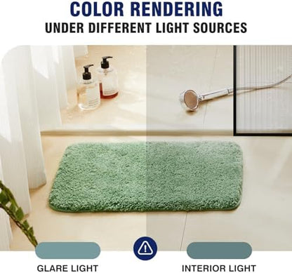 TECHMILLY Super Soft Shaggy Bathroom Rugs Sets 2 Piece, Absorbent Thick Non Slip Microfiber Bath Rugs, Quick Dry Machine Washable Bath Mat for Bathroom Floor, Bathtub and Shower 17"x24"