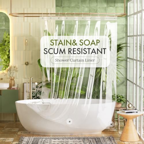 Bathway Shower Curtain Liner, Clear Shower Curtain Liner 60x64 PEVA Waterproof Shower Curtain Liner Plastic with 3 Magnets and 10 Rustproof Metal Grommets, Lightweight Shower Liner for Bathroom