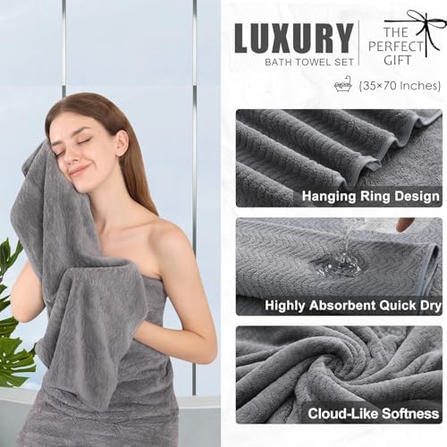 4 Pack Washcloths Set 13"x13",Grey Towel Set for Bathroom,Highly Absorbent & Quick Dry Premium Towel for Daily Use,Soft Microfiber Multipurpose Washcloths Towel Set for Hotel, Spa,Shower,Gym