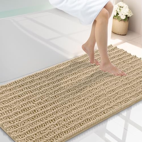 Smiry Bathroom Rugs 44X24, Extra Soft Rubber Backing Chenille Bath Mats