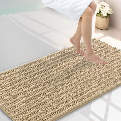 Smiry Bathroom Rugs 44X24, Extra Soft Rubber Backing Chenille Bath Mats