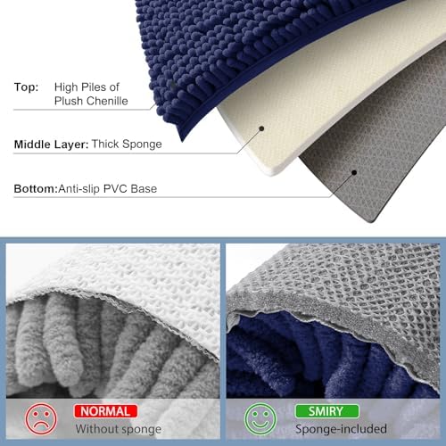 Smiry Bathroom Rugs 24X16, Luxury Chenille Extra Soft Absorbent Bath Mat