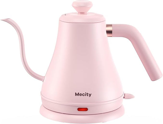 Mecity Electric Kettle Gooseneck Water Kettle Stainless Steel Tea Kettle Water Boiler Fast Heating, Auto Shut Off, 27 fl oz, 1000W, Pink