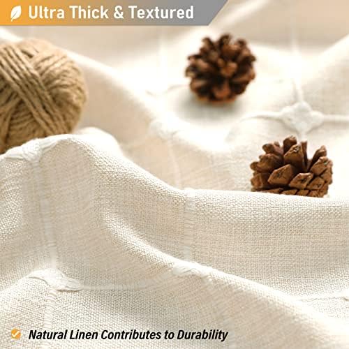 BTTN 108x72 Boho Farmhouse Linen Heavy Duty Shower Curtain Set, Cream/Beige
