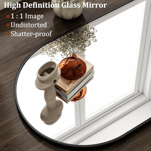 HARRITPURE 20"x30" Arched Bathroom Mirror Wall Mounted Black Arch Mirror