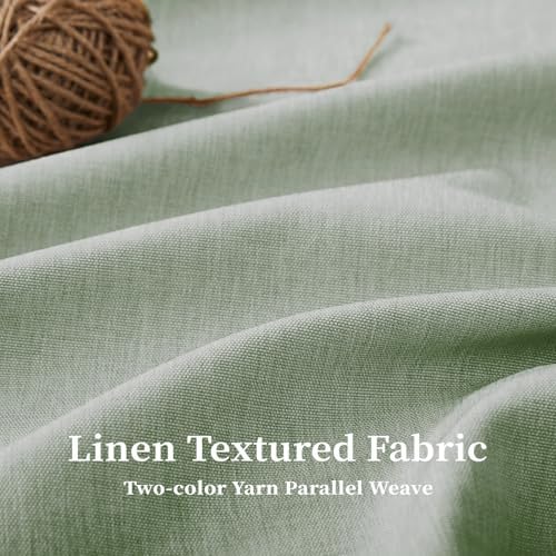 BTTN 72x90 Boho Scalloped Linen Textured Cloth Shower Curtain, Sage Green
