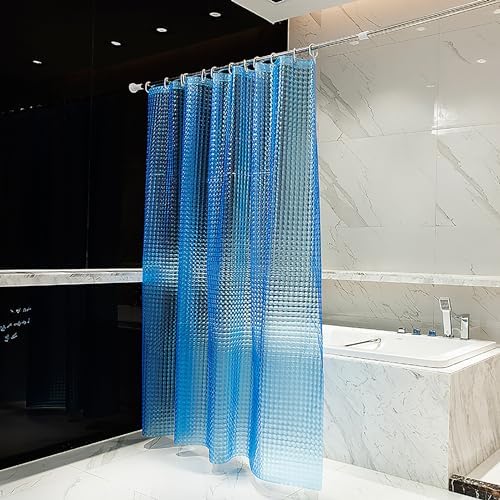 Blue Shower Curtain Liner, 100% Waterproof EVA 3D Shower Curtains with 3 Duty Heavy Bottom Magnets and 12 Rust Proof Grommets, 72x72 Weighted Shower Liner for Shower Stall, Bathtubs