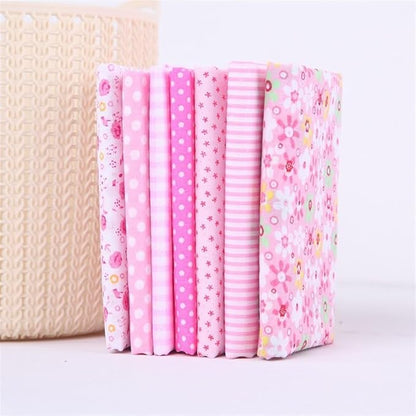 7Pcs Top Cotton Craft Fabric Bundle Squares Patchwork,DIY Sewing Scrapbooking Quilting Floral Dot Pattern Craft and Hobby Fabric,Fabric Arts,Crafts and Sewing10 x 10" (25cm x 25cm) (Pink)