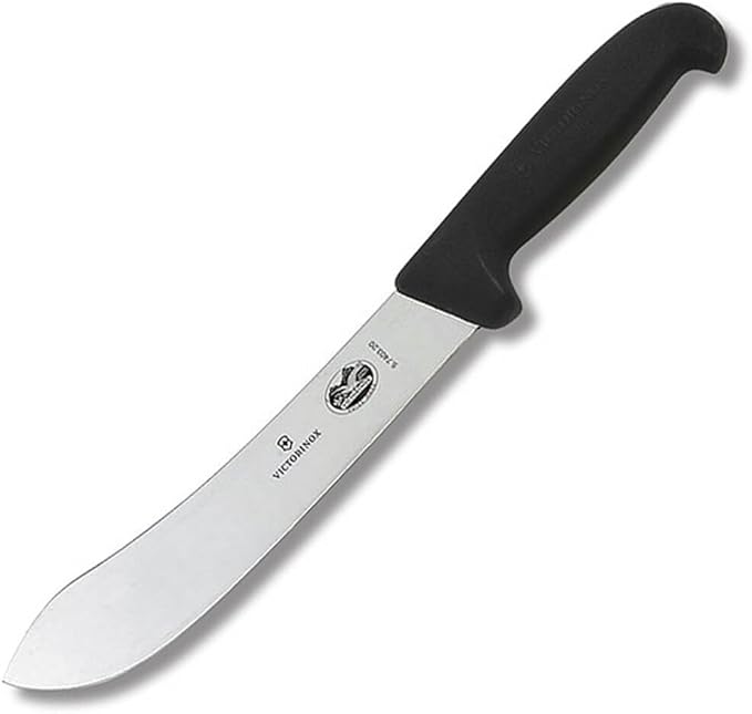 Victorinox Fibrox 8" Butcher/Slaughter Knife, Widened at Tip of Blade - Dishwasher Safe, Non-Slip Handle, Black