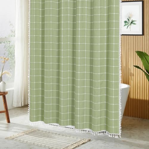Gibelle Sage Green Boho Farmhouse Shower Curtain for Bathroom 72x72