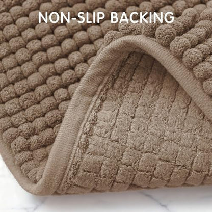 SUBRTEX Bathroom Rugs, 24" x 36" Chenille Bath Rug Soft Short Plush Bath Mat Soft Shower Mat Water Absorbent Shower Mat Quick Dry Machine Washable, Taupe Brown
