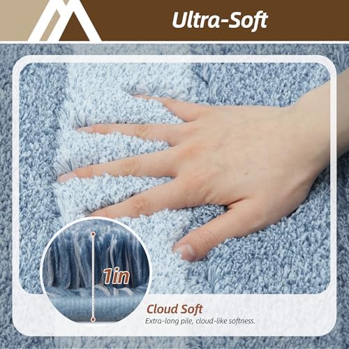 COSY HOMEER Bathroom Rugs 30x20,Ultra Soft Absorbent Bath Mat,Blue