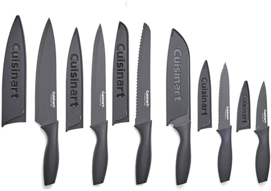 Cuisinart Knife Set, 12pc Ceramic Coated Knife Set with 6 Blades & 6 Blade Guards, Lightweight, Stainless Steel, Durable & Dishwasher Safe (Soft Black)