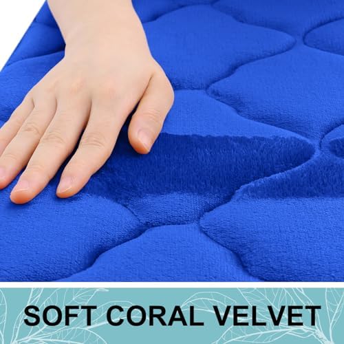OLANLY Memory Foam Bath Mat Rug 24x16, Ultra Soft Bathroom Rugs, Royal Blue