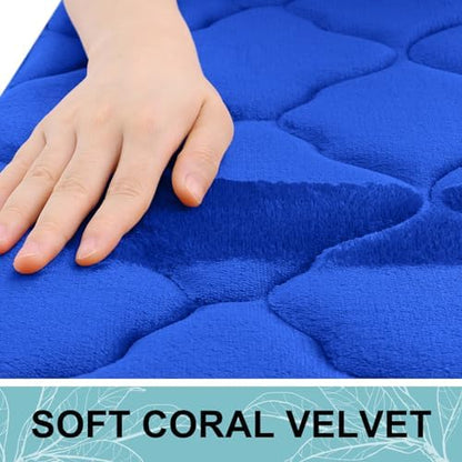 OLANLY Memory Foam Bath Mat Rug 47x24, Ultra Soft Bathroom Rugs, Royal Blue