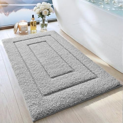 DEXI Bathroom Rugs 32x20, Non-Slip and Absorbent Bath Mat, Light Grey