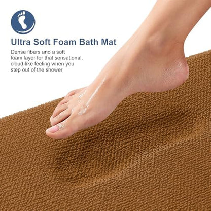 OLANLY Memory Foam Bathroom Runner Rugs 47x20, Absorbent Long Mat, Ochre