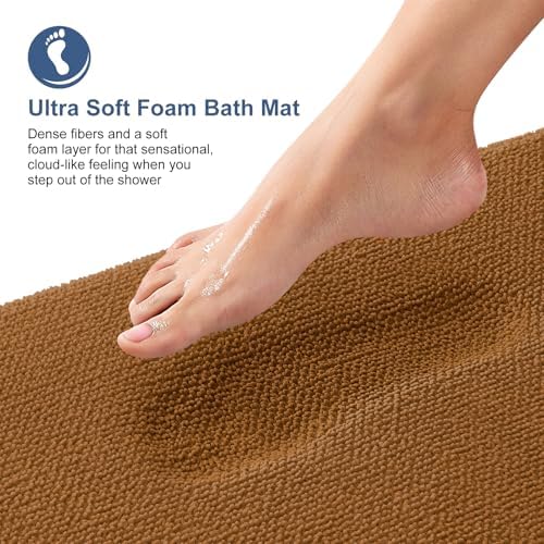 OLANLY Memory Foam Bathroom Runner Rugs 47x17, Absorbent Long Mat, Ochre