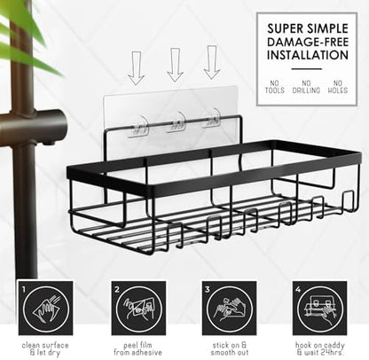 Clara Clark Bathroom Set, Shower Curtain Set and Shower Caddy Hanging