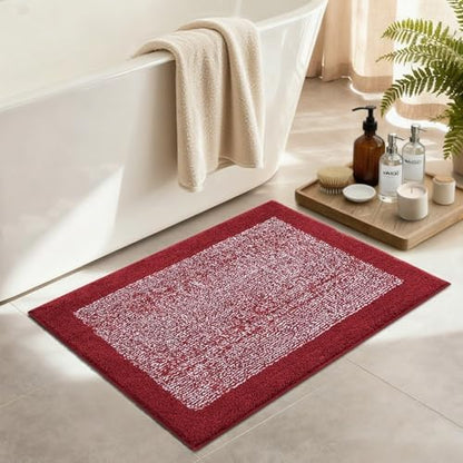 36x24 Large Bathroom Rugs Non Slip Washable, Soft Absorbent Bath Mat Red