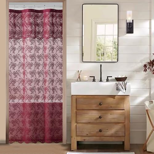 TUDECO Stall Burgundy Shower Curtain Bathroom, 36W x 72L Inch