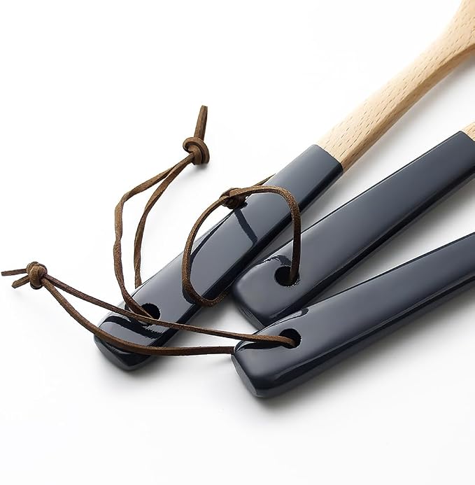AOOSY Wooden Salad Fork Spoon, 12 Inch 2-in-1 Beechwood Cooking Fork with 4.3 Inch Heat Resistant Rubber Grip Handle for Nonstick Cookware, Mixing Tossing Serving Salad Pasta and Fruits, Hanging Rope