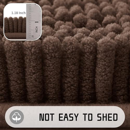 Yimobra Large Bathroom Rugs 36"x24", Non Slip Bath Mat for Tub, Shaggy Rug Floor Carpet, Extra Soft Super Absorbent Quick Dry, Machine Washable,Brown
