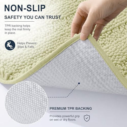 Smiry Thick Chenille Bathroom Runner Rugs 44x24, Soft Bath Mat, Vanilla