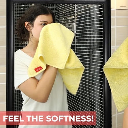 TEXTILOM 100% Turkish Cotton 6 Pcs Bath Towel Set, Luxury Bath Towels for Bathroom, Soft & Absorbent Bathroom Towels Set (2 Bathtowels, 2 Hand Towels, 2 Washcloths)- Yellow