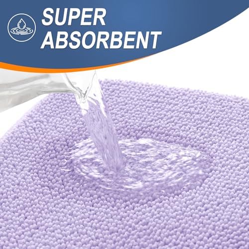 OLANLY Memory Foam Small Bathroom Rugs 24x16, Absorbent Bath Mat, Lavender