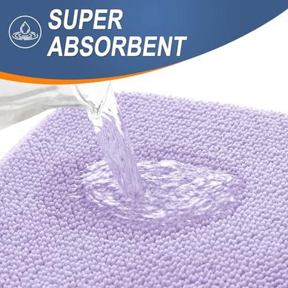 OLANLY Memory Foam Small Bathroom Rugs 24x16, Absorbent Bath Mat, Lavender