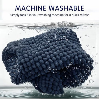 subrtex Bath Mat, Chenille Bath Rug, Soft Short Plush Bath Mat, Water Absorbent Shower Mat, Quick Dry, Machine Washable, Navy, 24' x 60'