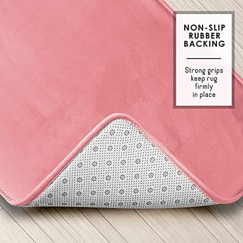 Clara Clark 2 Piece Bathroom Rugs Bath Mat Set, Velvet Memory Foam Bath Mats for Bathroom - Non-Slip, PVC Backing Bath Rugs, Washable - Dries Quickly, Pink