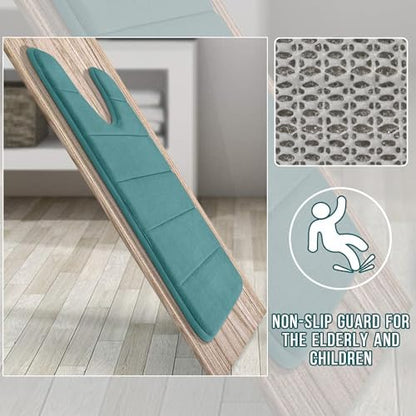 Yimobra Memory Foam Toilet Bath Mat U-Shaped, Soft and Comfortable, Water Absorption, Non-Slip, Thick, Machine Wash, Easier to Dry for Bathroom Commode Contour Rug, 24 X 20 Inch, Teal
