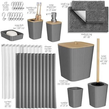 Clara Clark Bathroom Set, Bathroom Sets with Shower Curtain and Rugs
